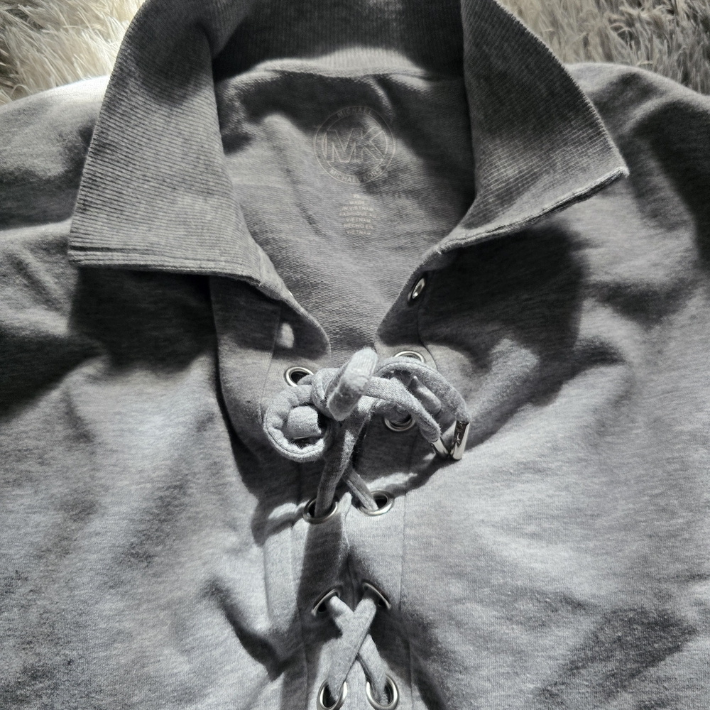 Michael Kors Gray Lace-Up Women's Sweatshirt